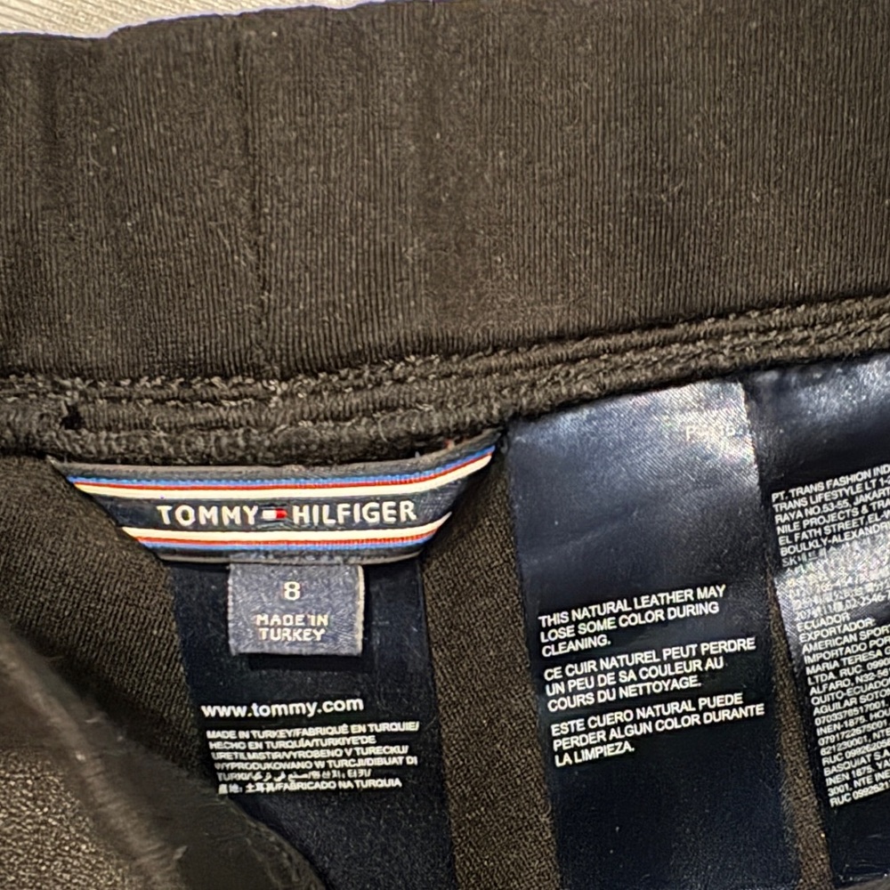 Tommy Hilfiger Black Leather Stretch Leggings - Picture 4 of 5